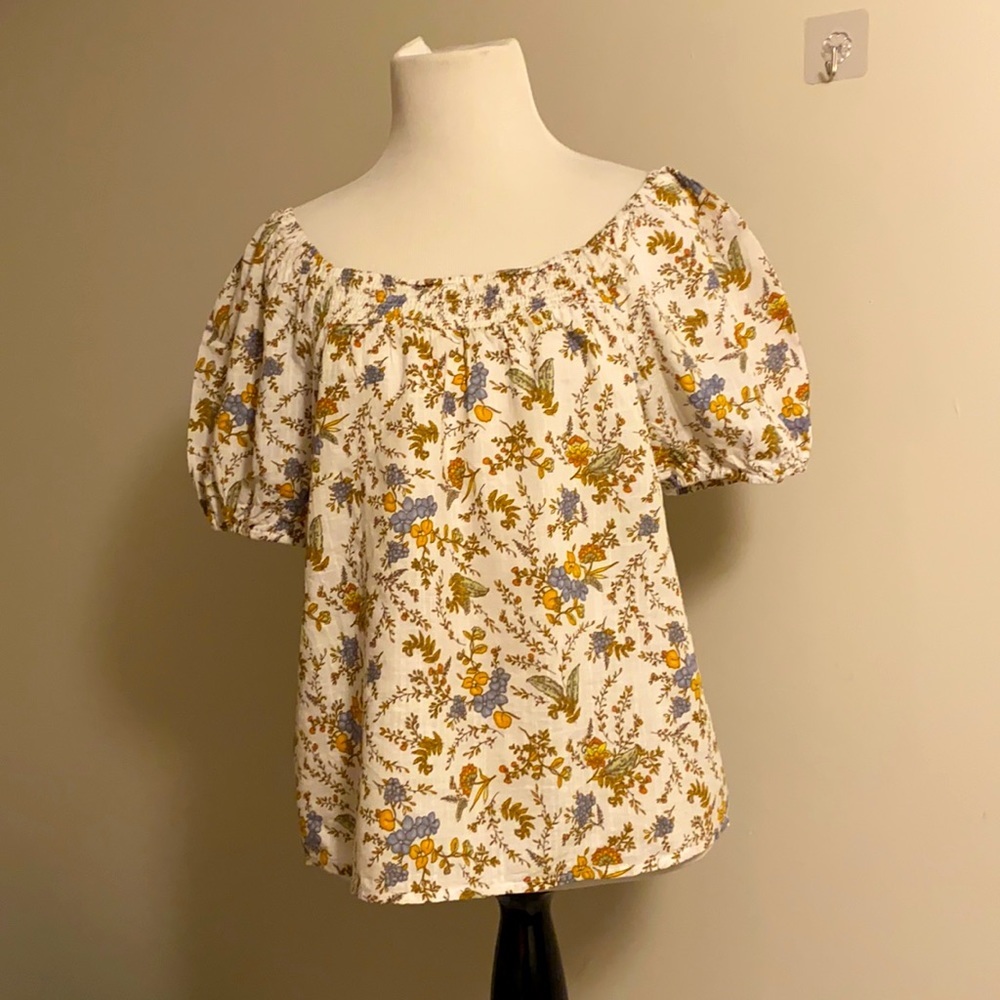 a.n.a brand crop floral boho off the shoulder top